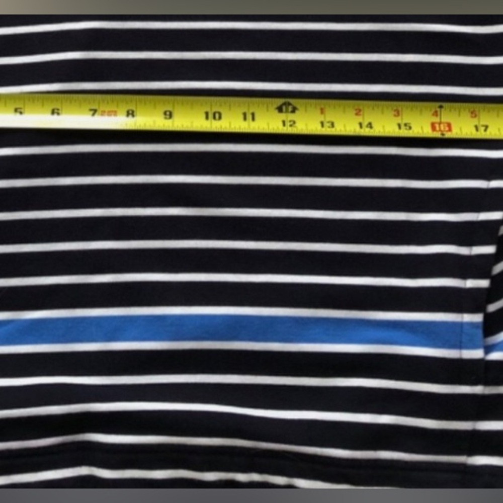 Talbots Navy and White Striped Top with Pockets‎ and Hoodie - Picture 5 of 6